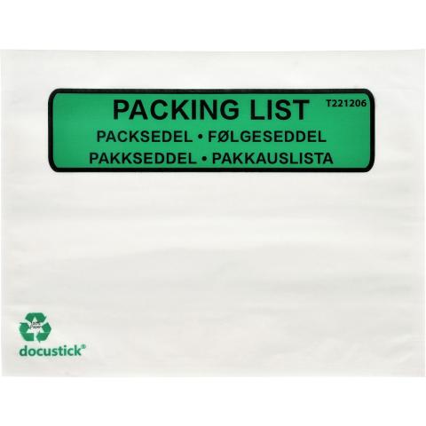 Følgeseddellommer papir m/tryk C6 122x165mm hvid 1000stk  - 