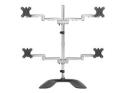 StarTech.com Desktop Quad Monitor Stand, Ergonomic VESA 4 Monitor Arm (2x2) up to 32", Free Standing Articulating Universal Pole Mount, Height Adjustable/Tilt/Swivel/Rotate, Silver