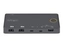 StarTech.com 2 Port Hybrid USB-A + HDMI & USB-C KVM Switch, Single 4K 60Hz HDMI 2.0 Monitor, Compact Desktop and/or Laptop HDMI KVM Switch, USB Bus Powered, Thunderbolt 3 Compatible
