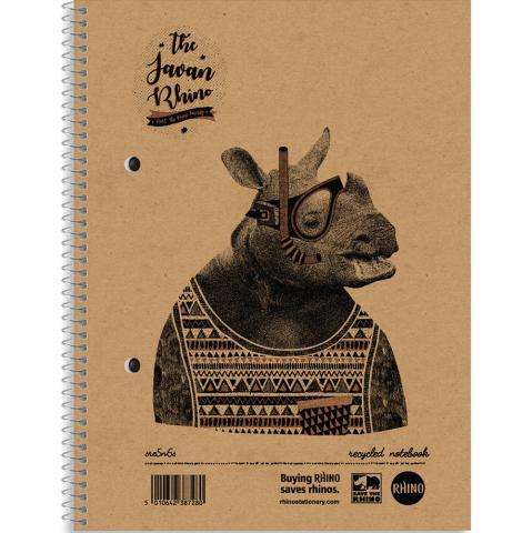 Rhino Recycled kollegieblok 70g A5 kvadreret 2 huller  - 