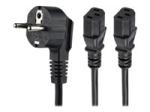 StarTech.com 2m (6ft) Computer Power Cord, 18AWG, EU Schuko to 2x C13 Power Cord, 10A 250V, Black Replacement AC Cord, TV/Monitor Power Cable, Schuko CEE 7/7 to IEC 60320 2x C13 Power Cord
