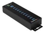 StarTech 10 Port USB Hub with Power Adapter, Surge Protection, Metal Industrial USB 3.0 Data Transfer Hub, Din Rail, Wall or Desk Mountable, High Speed USB 3.1/ USB 3.2 Gen 1 5Gbps Hub