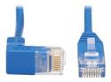 Eaton Tripp Lite Series Down-Angle Cat6 Gigabit Molded Slim UTP Ethernet Cable (RJ45 Right-Angle Down M to RJ45 M), Blue, 1 ft.