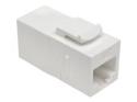 Eaton Tripp Lite Series Cat6a Straight-Through Modular In-Line Snap-In Coupler w/90-Degree Down-Angled Port, White (RJ45 F/F)