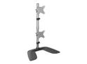 Startech Vertical Dual Monitor Stand, Ergonomic Desktop Stacked Two Monitor Stand up to 27 inch VESA Mount Displays, Free Standing Universal Monitor Mount, Height Adjustable, Silver