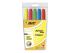 160380 - Surligneur bic highlighter grip caoutchouc pointe        moyenne biseautee pochette 5  unites jaune bleu vert orange - De face