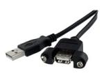StarTech 2 ft Panel Mount USB Cable A to A F/M