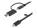 StarTech 3ft (1m) USB C Cable w/ USB-A Adapter Dongle, Hybrid 2-in-1 USB C Cable w/ USB-A | USB-C to USB-C (10Gbps/100W PD), USB-A to USB-C (5Gbps), USB-A Host to USB-C DisplayLink Dock