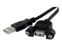 StarTech 3 ft Panel Mount USB Cable A to A F/M