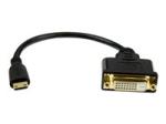 StarTech 8 in Mini HDMI to DVI Cable Adapter, DVI-D to HDMI (1920x1200p), 19 Pin HDMI Mini (C) Male to DVI-D Female, Digital Monitor Adapter Cable M/F, 3.9 Gbps Bandwidth, Black