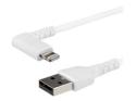 Startech 3ft (1m) Durable USB A to Lightning Cable, White 90° Right Angled Heavy Duty Rugged Aramid Fiber USB Type A to Lightning Charging/Sync Cord, Apple MFi Certified, iPhone 12 Pro