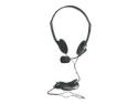 Manhattan Stereo On-Ear Headset (3.5mm) (Clearance Pricing), Microphone Boom, In-Line Volume Control, Foam Earpads, Standard 2x 3.5mm stereo jack/plug for audio/mic use, cable 2m, Black, Three Year Warranty, Blister