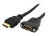 HDMIPNLFM3 - Startech 3ft HDMI Female to Male Adapter, 4K High Speed Panel Mount HDMI Cable, 4K 30Hz UHD HDMI, 10.2 Gbps Bandwdith, 4K HDMI 1.4 Video, HDCP 1.4, HDMI Female to HDMI Male Cable - Left-angle