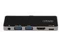 Startech USB C Multiport Adapter, USB-C Mini Dock, USB-C to 4K 60Hz HDMI 2.0, With 100W Power Delivery Pass-Through Charging, 3-Port USB 3.0 Hub, Audio, USB Type-C Multiport Adapter