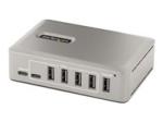 StarTech 10-Port USB-C Hub, 8x USB-A + 2x USB-C, Self-Powered w/ 65W Power Supply, USB 3.1 10Gbps Hub w/ BC1.2 Charging, Desktop/Laptop USB Hub with 3ft Locking USB-IF Certified Cable