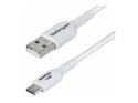 StarTech 2m (6.6ft) White USB-A to USB-C Charging Cable/Cord, M/M