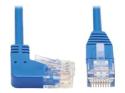 Eaton Tripp Lite Series Right-Angle Cat6 Gigabit Molded Slim UTP Ethernet Cable (RJ45 Right-Angle M to RJ45 M), Blue, 3 ft. (0.91 m)