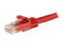 StarTech.com 100ft CAT6 Ethernet Cable, 10 Gigabit Snagless RJ45 650MHz 100W PoE Patch Cord, CAT 6 10GbE UTP Network Cable w/Strain Relief, Red, Wiring is UL Certified/TIA - Närbild