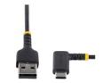 StarTech 1ft (30cm) USB A to C Charging Cable Right Angle, Heavy Duty Fast Charge USB-C Cable, USB 2.0 A to Type-C, Durable and Rugged Aramid Fiber, 3A, S20/iPad/Pixel