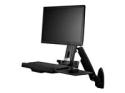 Startech Wall Mount Workstation, Articulating Full Motion Standing Desk with Ergonomic Height Adjustable Monitor & Keyboard Tray Arm, Mouse & Scanner Holders, For Single VESA Display