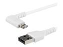 Startech 6ft (2m) Durable USB A to Lightning Cable, White 90° Right Angled Heavy Duty Rugged Aramid Fiber USB Type A to Lightning Charging/Sync Cord, Apple MFi Certified, iPhone 12 Pro