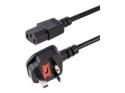 StarTech 6ft (1.8m) UK Computer Power Cable, 18AWG, BS 1363 to C13 Power Cord, 10A 250V, Black Replacement AC Power Cord, Monitor Power Cable, BS 1363 to IEC 60320 C13 Kettle Lead