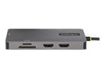 StarTech USB C Multiport Adapter, Dual HDMI Video, 4K 60Hz, 2-Port 5Gbps USB-A Hub, 100W Power Delivery Charging, GbE, SD/MicroSD, USB Type-C Mini Travel Dock, 12"/30cm Cable