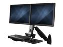 Startech Wall Mount Workstation, Articulating Full Motion Standing Desk w/ Height Adjustable Dual VESA Monitor & Keyboard Tray Arm, Mouse/Scanner Holders, Ergonomic Wall Mounted Desk