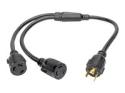 Tripp Lite 1ft Power Cord Extension Y Splitter CableL6-30P to 2xL6-30R Heavy Duty 30A 10 AWG 1'