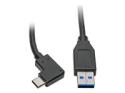 Eaton Tripp Lite Series USB-C to USB-A Cable (M/M), Right-Angle C, USB 3.2 Gen 1 (5 Gbps), Thunderbolt 3 Compatible, 3 ft. (0.91 m)