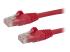 Startech 100ft CAT6 Ethernet Cable, 10 Gigabit Snagless RJ45 650MHz 100W PoE Patch Cord, CAT 6 10GbE UTP Network Cable w/Strain Relief, Red, Wiring is UL Certified/TIA - Høyre vinkel