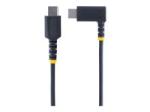 StarTech 1ft (30cm) USB C Charging Cable Right Angle, 60W PD 3A, Heavy Duty Fast Charge USB-C Cable, USB 2.0 Type-C, Durable and Rugged Aramid Fiber, S20/iPad/Pixel