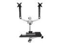 Startech Wall Mount Workstation, Articulating Standing Desk w/ Ergonomic Height Adjustable Dual Monitor Arm & Keyboard Tray, 2x 30" VESA Displays, Foldable Wall Mounted Sit Stand Desk