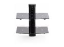 Startech Dual Floating Wall-Mounted AV Shelves, Adjustable Height Shelf For Under TV, Organize A/V Equipment On Black Tempered Glass Shelves