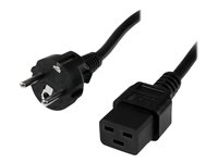 StarTech 2m (6ft) Computer Power Cord, 16AWG, EU Schuko to C19 Power Cord, 16A 250V, Black Replacement AC Cord, TV/Monitor Power Cable, Schuko CEE 7/7 to IEC 60320 C19 Power Cord