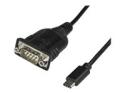 StarTech USB C to Serial Adapter Cable 16" (40cm), USB Type C to RS232 (DB9) Converter Cable, USB-C Serial Cable for PLCs, Scanners, Receipt Printers, Male/Male, Windows/macOS/Linux