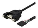 StarTech 3 ft Panel Mount USB A to Motherboard Header Cable F/F