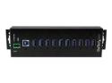 Startech 10 Port USB Hub with Power Adapter, Surge Protection, Metal Industrial USB 3.0 Data Transfer Hub, Din Rail, Wall or Desk Mountable, High Speed USB 3.1/ USB 3.2 Gen 1 5Gbps Hub
