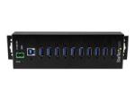 StarTech 10 Port USB Hub with Power Adapter, Surge Protection, Metal Industrial USB 3.0 Data Transfer Hub, Din Rail, Wall or Desk Mountable, High Speed USB 3.1/ USB 3.2 Gen 1 5Gbps Hub