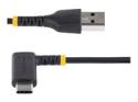 StarTech 6in (15cm) USB A to C Charging Cable Right Angle, Heavy Duty Fast Charge USB-C Cable, USB 2.0 A to Type-C, Durable and Rugged Aramid Fiber, 3A, S20/iPad/Pixel