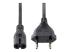 StarTech 1m (3ft) Laptop Power Cord, EU Plug to C7, 2.5A 250V, 18AWG, Notebook / Laptop Replacement AC Power Cord, Printer/Power Brick Cord, Europlug to IEC 60320 C7 - Front