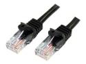 Startech 0.5m Black Cat5e / Cat 5 Snagless Ethernet Patch Cable 0.5 m