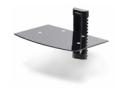 Startech Floating Wall-Mounted AV Shelf, Adjustable Height Shelf For Under TV, Organize A/V Equipment On Black Tempered Glass Shelf