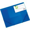 Elastikmappe Folio Q-Connect Transp. PP m/3 klapper Blå