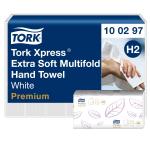 Tork Håndklædeark Tork Xpress Premium Extra Soft Multifold H2 2-lags Hvid Krt/21x100