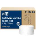 Toiletpapir Tork Premium Jumbo Mini Soft T2 2-lags Hvid Krt/12