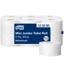 Toiletpapir Tork Advanced Jumbo Mini T2 2-lags Hvid Krt/12