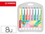 STABILO 158224 - Surligneur stabilo swing cool pastel edition format stylo   pointe biseautee trace 1/4mm  pochette 8 unites