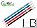 54952 - Crayon graphite liderpapel bois corps triangulaire métallisé coloris vifs mine ultra-résistante bout gomme