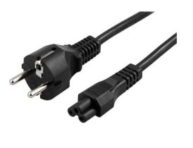 Schuko netkabel 1,8m, sort, Mickey Mouse: Schuko, standard, C5 H05VV-F3G 0,75 mm² 10A-250V, VOE godkendelse, Schuko Power Cord